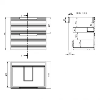 Håndvask Skab Ramos Mørkegrå Mat 60 cm-2